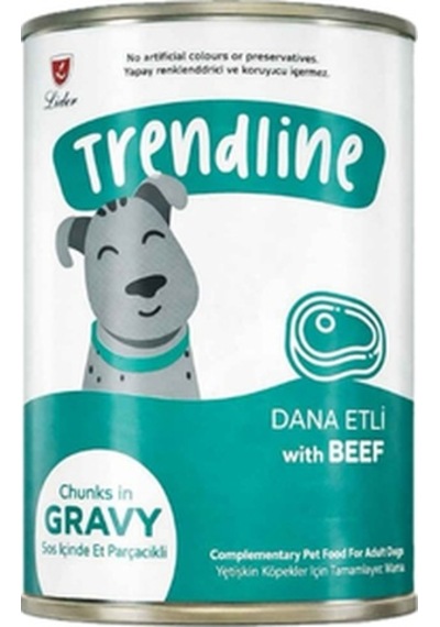 Trendline Sos İçerisinde Et Parçacıklı Dana Etli Yetişkin Köpek Konservesi 400 Gr 24'lü Paket