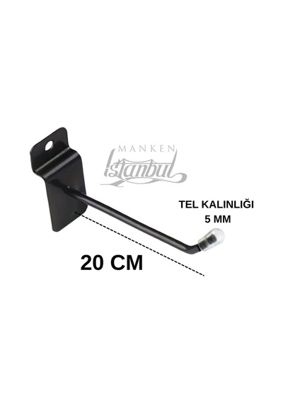 Kanallı Pano Kancası Koruma Kauçuklu Siyah 20 Cm Deluxe Raf Askısı Ekstra Güçlü 65 Adet Siyah