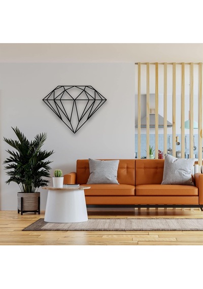Ayrex Metal Duvar Sanatı Dekoru - Geometrik Elmas - 3d Duvar Silueti Metal Duvar Dekoru Ev Ofis Dekorasyonu Yatak Odas Genel
