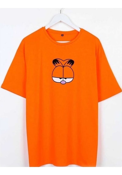 Kozia Outdoors Garfield Baskılı Oversize Unisex Tşhirt Oranj Oranj