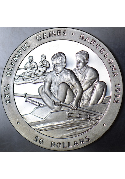 Nıue 50 Dolar 1989 Barselona Olimpiyat Oyunları-kürek. 28,4 Gr 38,6 Mm Proof Baskı Çil.