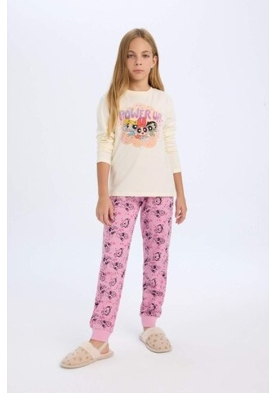 DeFacto Kız Çocuk Pijama Takımı PowerPuff Girls Uzun Kollu Üst Uzun Alt D2776A824AUER103