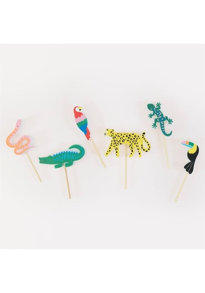 Meri Meri - Jungle Jamboree Candles - Jungle Jamboree Mumlar - 6 Adet