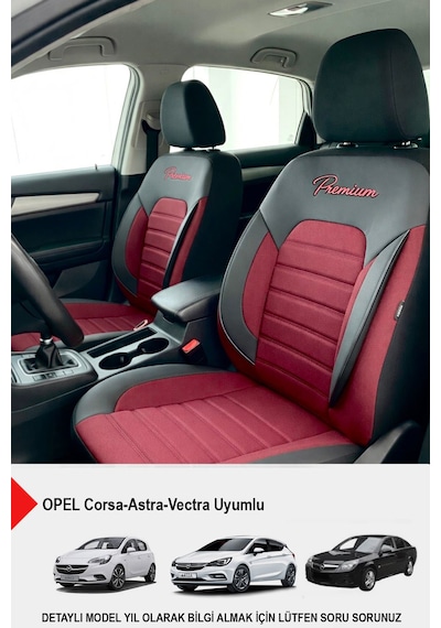 Premium Serisi Lüks Keten Oto Koltuk Kılıfı Opel Corsa-astra-vectra Uyumlu Bordo