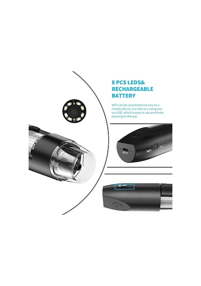 Avp 2.0mp 1000x Wifi 1080p Kablosuz Dijital Mikroskop Siyah Renk