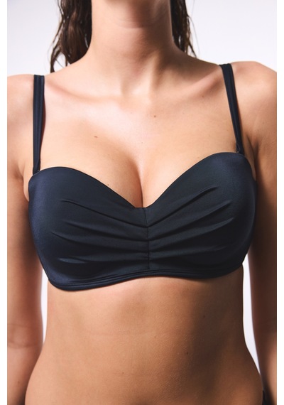 Penti Siyah Lotus Çizgili Toparlayıcı Balenli Balconette Bikini Üstü
