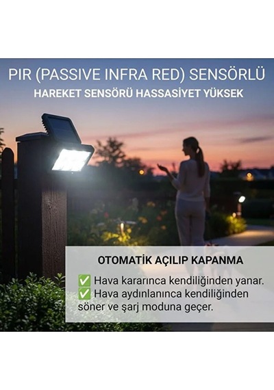 Tr Güneş Enerjili Sensörlü 120 Led Solar Aydınlatma Lambası Hareket Sensörlü 480 Cm Uzatma Kablosu İç Ve Dış Diğer