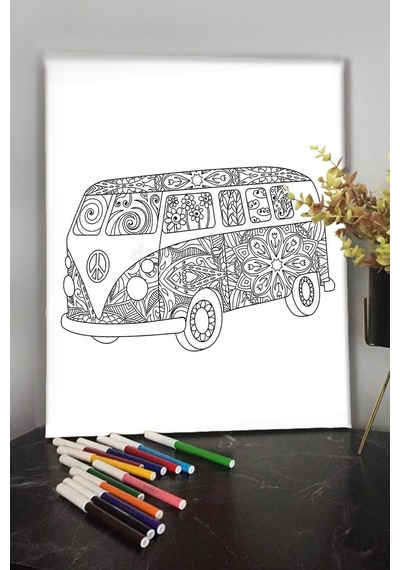 Araba 40x30cm Çocuklar Için Özel Boyanabilir Tablo Mandala Tablo Kalem Hediyesi Yoktur.