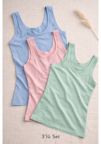 Demirsa Boutique Modal Atlet 3 Lü Set Geniş Askılı Biyeli Yumuşak Esnek Basic Kadın Yeşil-pudra-mavi Demirsa Boutique Modal Atlet 3 Lü Set Geniş Askılı Biyeli Yumuşak Esnek Basic Kadın Yeşil-pudra-mavi