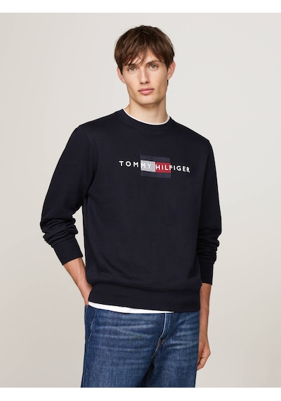 Tommy Hilfiger Erkek Sweatshirt Yazı Logo Nakışlı Siyah