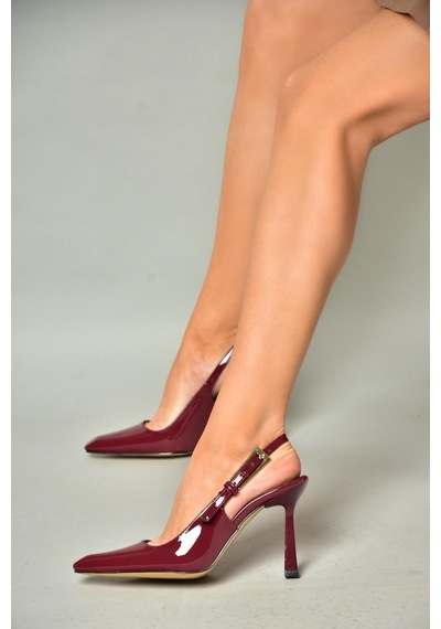 Fox Shoes S752084908 Bordo Rugan Kalın Topuklu Kadın Ayakkabı Bordo