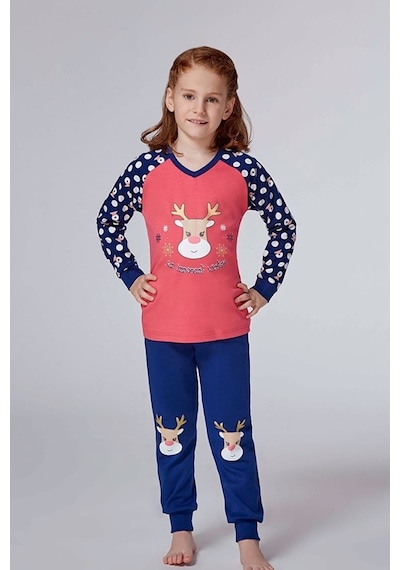 Roly Poly Kız Çocuk V Yaka Pijama Takım (2953) (1-4 Yaş)