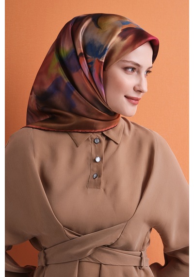 Armine Sura İpek Eşarp 2026-2027 - Sonbahar Kış-asm9603 Hardal