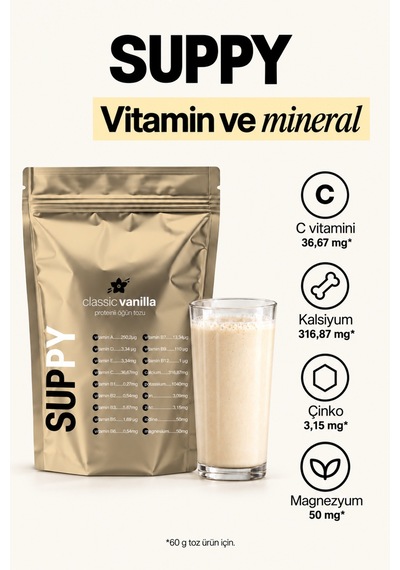 Suppy Classic Vanilla Vanilyalı Proteinli Öğün Tozu 600 G Vanilya