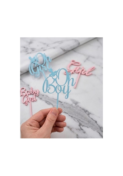 20 Parça Baby Shower Temalı Cinsiyet Belirleme Partisi Pasta Süsü Seti Dekoratif