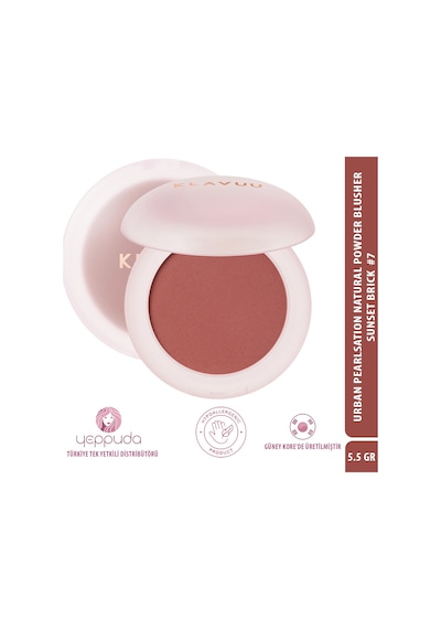 Klavuu Urban Pearlsation Natural Powder Blusher 7 Sunset Brick - İnci Tozu İçeren Allık
