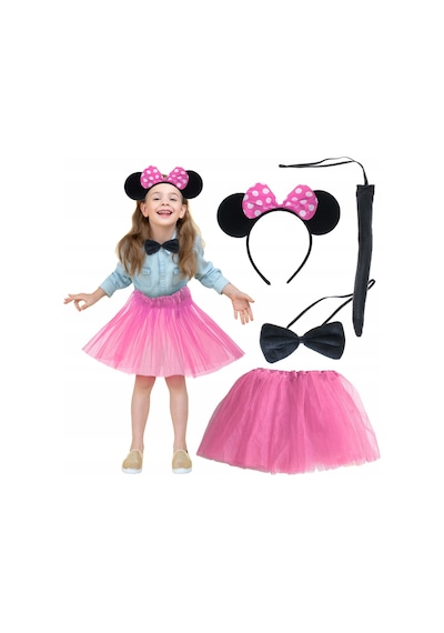 Go İthalat Minnie Kostüm Seti Pembe Tütü Etek + Pembe Taç + Papyon + Kuyruk 3 - 7