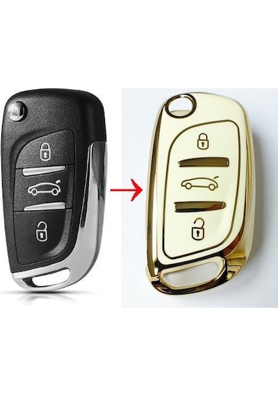 Peugeot  Citroen Uyumlu Nano Silikon Anahtar Kılıfı Kumanda Kılıfı Beyaz