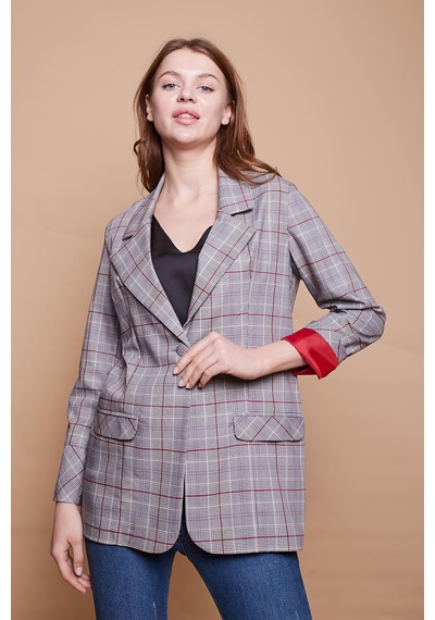 Ekoseli Yakalı Kolu Katlamalı Cep Kapaklı Boyfriend Hafif Likralı Kumaş Blazer Ceket-bordo Ekose Bordo Eks. Ekoseli Yakalı Kolu Katlamalı Cep Kapaklı Boyfriend Hafif Likralı Kumaş Blazer Ceket-bordo Ekose Bordo Eks.