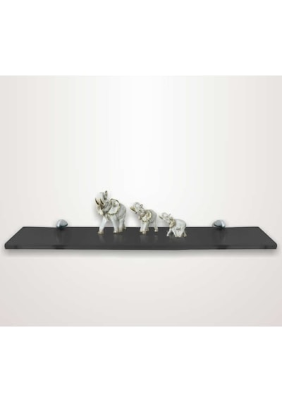 Raf Kitaplık Etejer Banyo Kitaplık Dekoratif Füme Cam 50X12Cm Füme