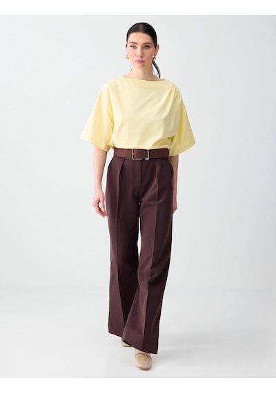 Jimmy Key Acı Kahve Rahat Kesim Normal Bel Dokuma Gabardin Pantolon 6sw185600803 Acı Kahverengi