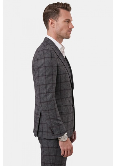 Rizzup Antrasit Kare Desenli Slim Fit Erkek Takım Elbise Çift Düğme Çift Yırtmaç 2 Li Takım 2601812 Rizzup Antrasit Kare Desenli Slim Fit Erkek Takım Elbise Çift Düğme Çift Yırtmaç 2 Li Takım 2601812