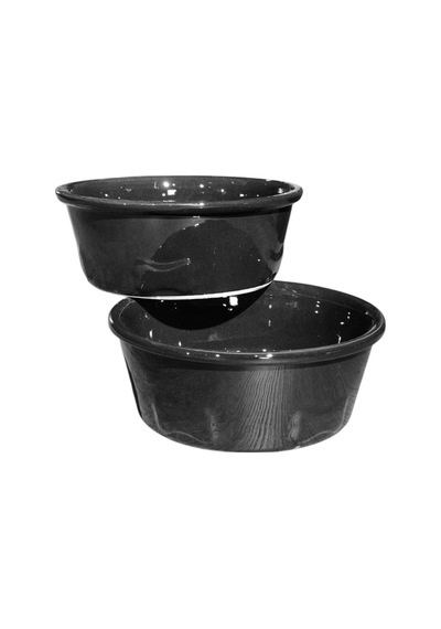 Köpek Su Ve Mama Kabı - Seramik Siyah Kase - 2'li Büyük Irk - 19cm - 2 1000ml