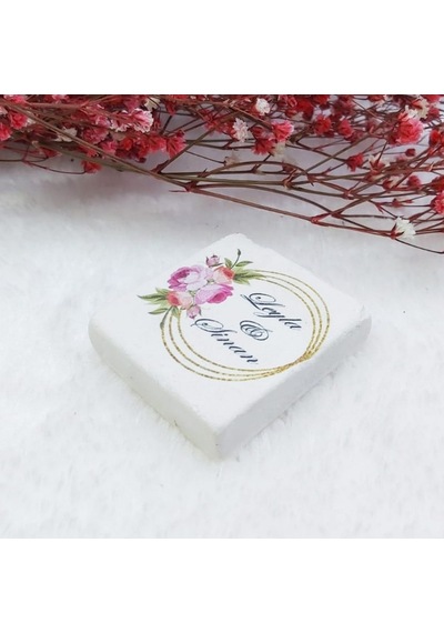 Doğal Taş Magnet Nikah Şekeri Nişan Hediyeliği Altın Çiç(30 Adet)
