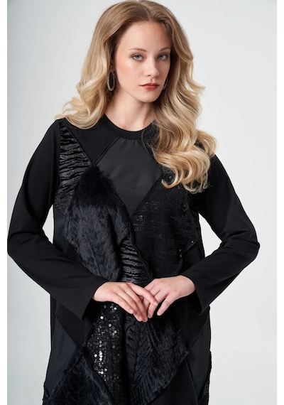 Misswhence Patchwork Tunik 40009 Siyah