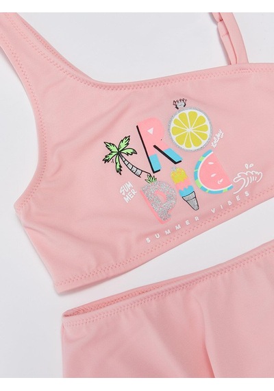 Deep Beach Baskılı Kız Çocuk Etekli Bikini Takım 001