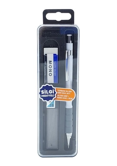 Tombow Sh300 Grip 0,7 Mm Beyaz Uç Silgi Kalem Set