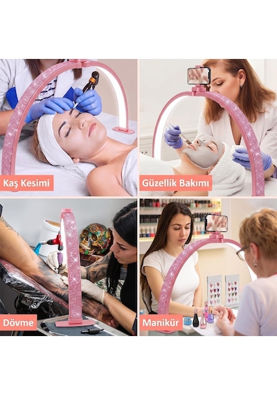 Trled F-700a 70cm Pembe Elmas Desenli Katlanabilir Masaüstü Manikür Ve Protez Tırnak Lambası Standart