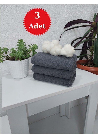 Gri Kuaför Havlusu 3'lü Set 50x90 | Berber ve Sporcu Baş Havlusu | Hızlı Kurur