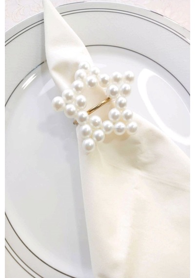6 Adet Pearl Golden Metal Halkalı Yıldız Peçete Yüzüğü
