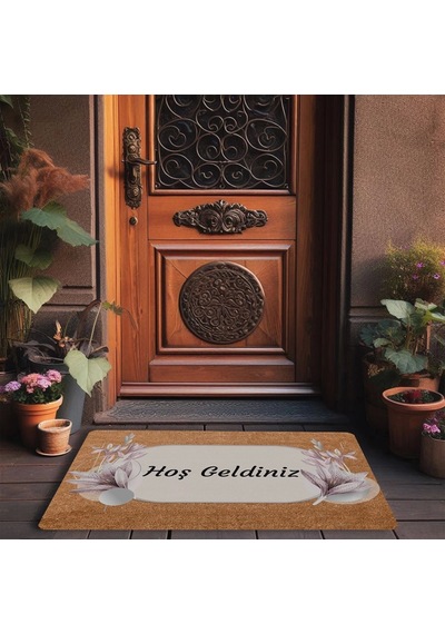 Valerine Life Lotus Çiçeği Pudra Rengi Hoş Geldiniz Kapı Önü Paspası 45x70cm