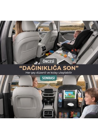Araç İçi Koltuk Arkası Organizer Koruyucu Kılıf Eşya Düzenleyici Tablet Tutucu Organizer Tek Ebat Genel