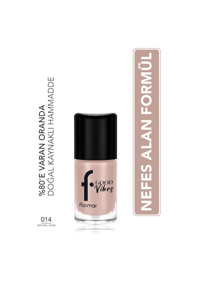 Flormar Good Vibes Yüksek Pigmentli & Parlak Bitişli Nefes Alabilen Oje  014 Natural Song