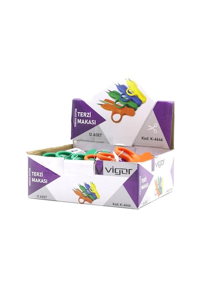 Vigor K-6646 Terzi Tekstil İplik Makası - Mix Renkli- 12'li Paket
