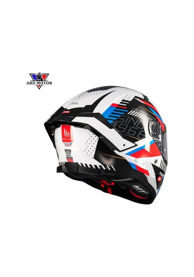 Mt Helmets Thunder 4 Sv Lumınence A7 Parlak Kapalı Kask Mavi - Beyaz - Kırmızı
