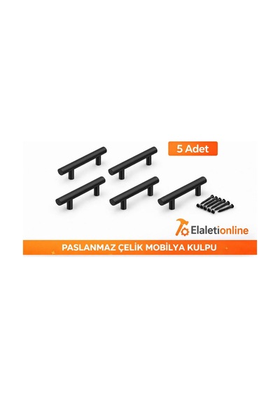 Elaletionline Paslanmaz Çelik Mobilya, Dolap, Çekmece Kulp 5 Adet 96 Mm Siyah - 819685935 Siyah