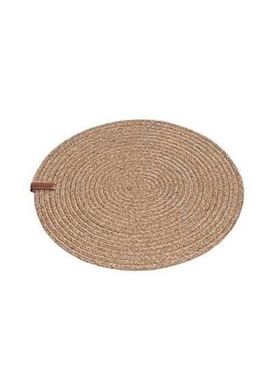 Cesta Amerikan Servis El Yapımı Pamuklu Natural Jüt Örme Düz Yuvarlak Supla 37x37cm Açık Bej