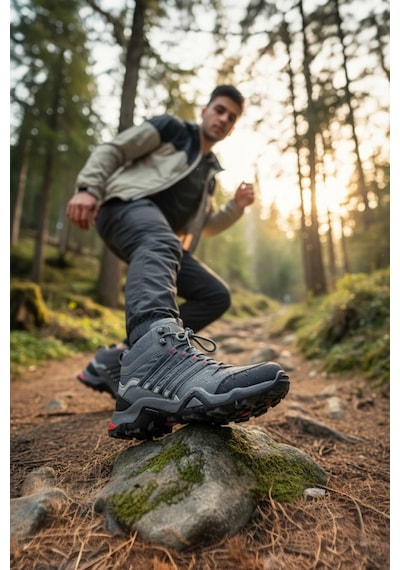 Enoch Erkek Gri Su Geçirmez Outdoor Trekking Ve Doğa Yürüyüş Botu Füme