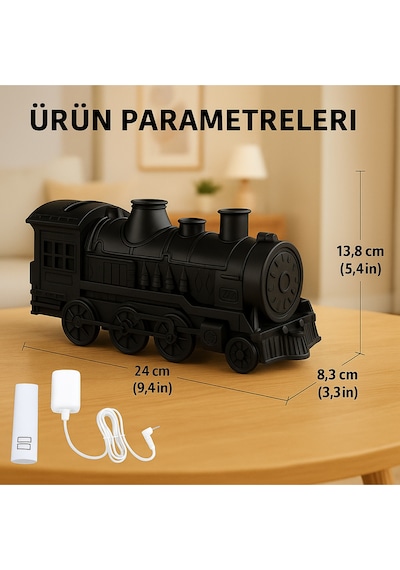 Dekoratif Tren Tasarımlı Buhar Makinesi Led Işıklı Sessiz Nemlendirici & Difüzör Siyah - 784005232