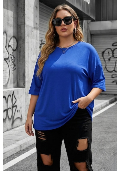 Mily Kadın Büyük Beden Battal Basic Bisiklet Yaka Pamuklu T-shirt Rahat Kesim Unisex Sevgili Kombini Sax Mavısı Mily Kadın Büyük Beden Battal Basic Bisiklet Yaka Pamuklu T-shirt Rahat Kesim Unisex Sevgili Kombini Sax Mavısı