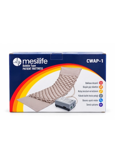 Mesilife Cwap-1 Balon Tipi Havalı Hasta Yatağı 200x90 Cm Basıncı Ayarlanabilir Motor 150 Kg