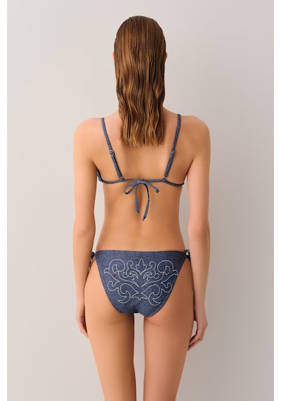 Suwen Denim İnce Bağcıklı Bikini Alt Sb2599112891289 Denim Görünümlü