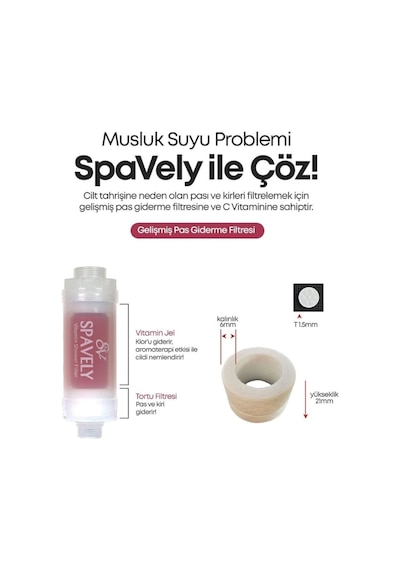Spavely Frezya Çiçeği Duş Başlığı Filtresi Arıtması Güney Kore Menşei Klor Kireç Karşıtı Hoş Kokulu 150 Gr Beyaz