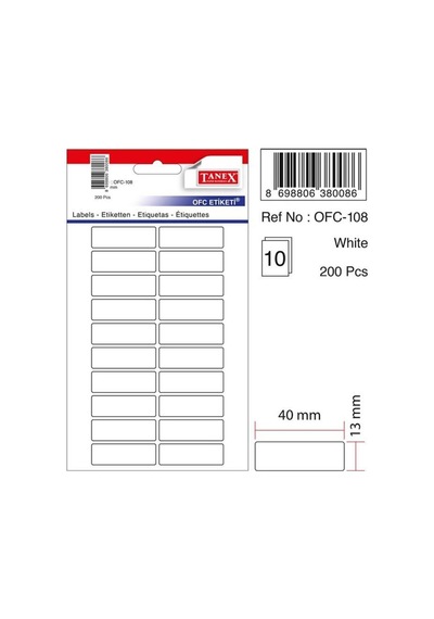 Tanex Ofc-108 Ofis Etiketi Beyaz 10 Lu Paket Beyaz