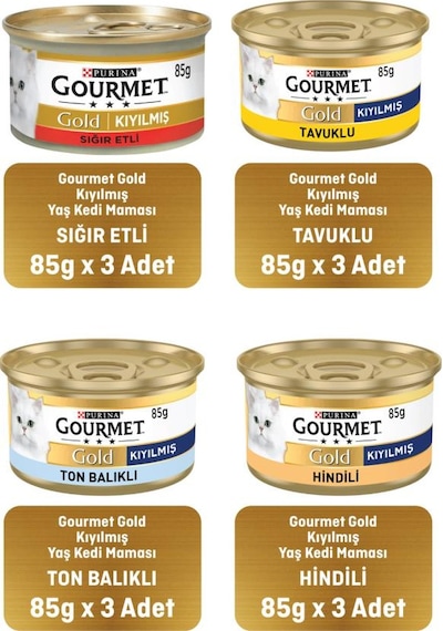 Gourmet Gold Karışık Kedi Konserve Maması 12 x 85 G