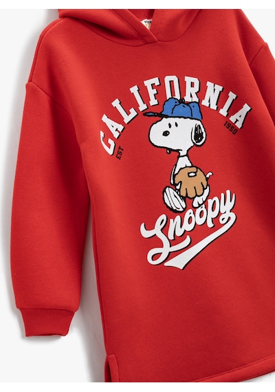 Koton Sweat Elbise Snoopy Baskılı Lisanslı Şardonlu Kapşonlu Midi Kırmızı 3wkg80177ak 3WKG80177AK415 Kırmızı